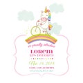 Baby Shower or Arrival Card - Baby Unicorn Girl Royalty Free Stock Photo