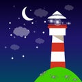 Baby Shower or Arrival Card. night lighthouse