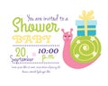 Baby shower badge happy mothers day insignias snail sticker stamp icon frame and gift box card design doodle vintage