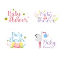 Baby shower badge vector set.