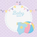 Baby shower, bodysuit ball pennants decoration purple celebration