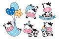 Cute Baby Cow Baby Boy Shower Vector Illustration Royalty Free Stock Photo