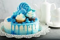 Baby shower or boy birthday cake Royalty Free Stock Photo