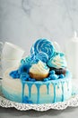 Baby shower or boy birthday cake Royalty Free Stock Photo