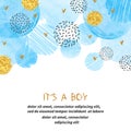 Baby Shower boy card design with abstract circles. Royalty Free Stock Photo