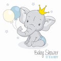 Cute elephant boy with balloons Royalty Free Stock Photo