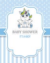 Baby shower boy. Cute Unicorn