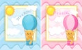 Baby shower boy and girl, invitation card set. Greeting cards. Vector illustration. Royalty Free Stock Photo