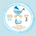 Baby shower boy. Vector invitation card Royalty Free Stock Photo