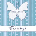 Baby shower boy vintage with butterfly banner Royalty Free Stock Photo