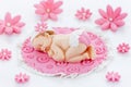 Baby shower cake topper fondant edible pink baby shower baby gir Royalty Free Stock Photo