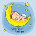 Baby Girl Sleeping On Top Of The Moon