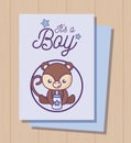 baby shower card it is a boy with cute monkey Royalty Free Stock Photo