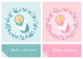 Baby shower card boys and girls Royalty Free Stock Photo