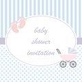 baby shower card with clip art light blue palette Royalty Free Stock Photo