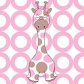 Baby shower card with cute baby giraffe on circle background