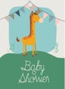 Baby shower card with cute jiraffe Royalty Free Stock Photo