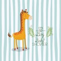 Baby shower card with cute jiraffe Royalty Free Stock Photo