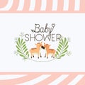 Baby shower card with cute tigers couple