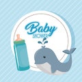 Baby shower card with cute whale Royalty Free Stock Photo