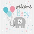 Baby shower with cute elephant. balloons and stars Royalty Free Stock Photo