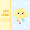 Baby shower card design template with cute cloud character Royalty Free Stock Photo