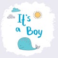 Baby shower card. Gender reveal. It is a boy vector illustratio