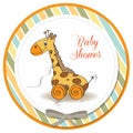 Baby shower card with giraffe toy