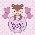 baby shower card it is a girl with cute bear Royalty Free Stock Photo