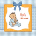 Baby shower card with little boy Royalty Free Stock Photo