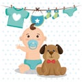 Baby shower card with little boy Royalty Free Stock Photo