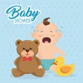 Baby shower card with little boy Royalty Free Stock Photo