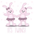 Baby shower card it`s girl twins