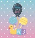 Baby shower card with set accessories Royalty Free Stock Photo