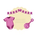 baby shower card with set accessories Royalty Free Stock Photo