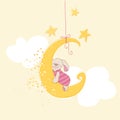 Baby Shower Card - Sleeping Baby Bunny Royalty Free Stock Photo
