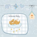 Baby shower card with sleepy teddy bear Royalty Free Stock Photo
