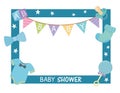 Baby shower card with sqaure frame and accessories Royalty Free Stock Photo