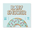 Baby shower card template for boys. Sweet donut.