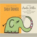 Baby shower card template with funny doodle elephant Royalty Free Stock Photo