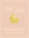 Baby shower card template. Glittered pram. Royalty Free Stock Photo