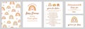 Baby shower templates set. Gender neutral invtation, thank you card, baby shower game, wishes for baby