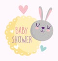 Baby shower, cartoon face rabbit hearts lovely adorable invitation card