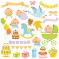 Baby Shower Clipart Set Royalty Free Stock Photo