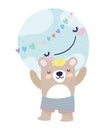 Baby shower cute bear with short pants with world hearts cartoon Royalty Free Stock Photo