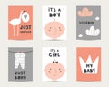 Baby Shower Cute Cards, Postcards, Invitations, Pages With Stork, Baby Boy, Baby Girl