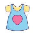 Baby shower cute dress shirt with heart female clothes icon