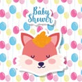 Baby shower cute fox head balloons decoration cartoon Royalty Free Stock Photo