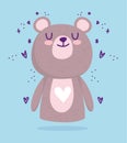 Baby shower, cute little bear animal hearts cartoon