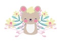 Baby shower cute little bear flowers foliage